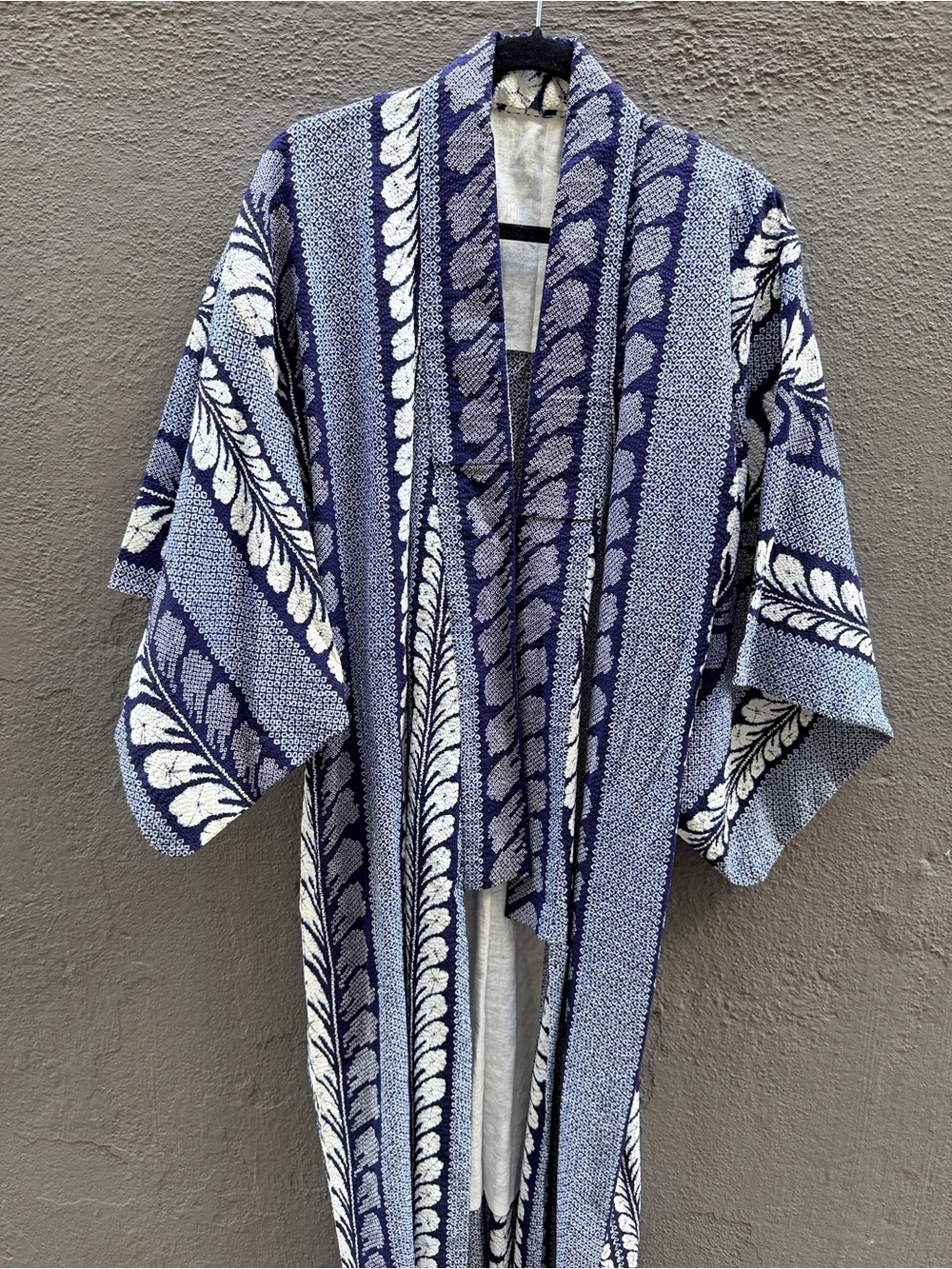 Vintage Shibori Cotton Indigo Ikat Hand Stitched Cotton Textile Japanese Kimono